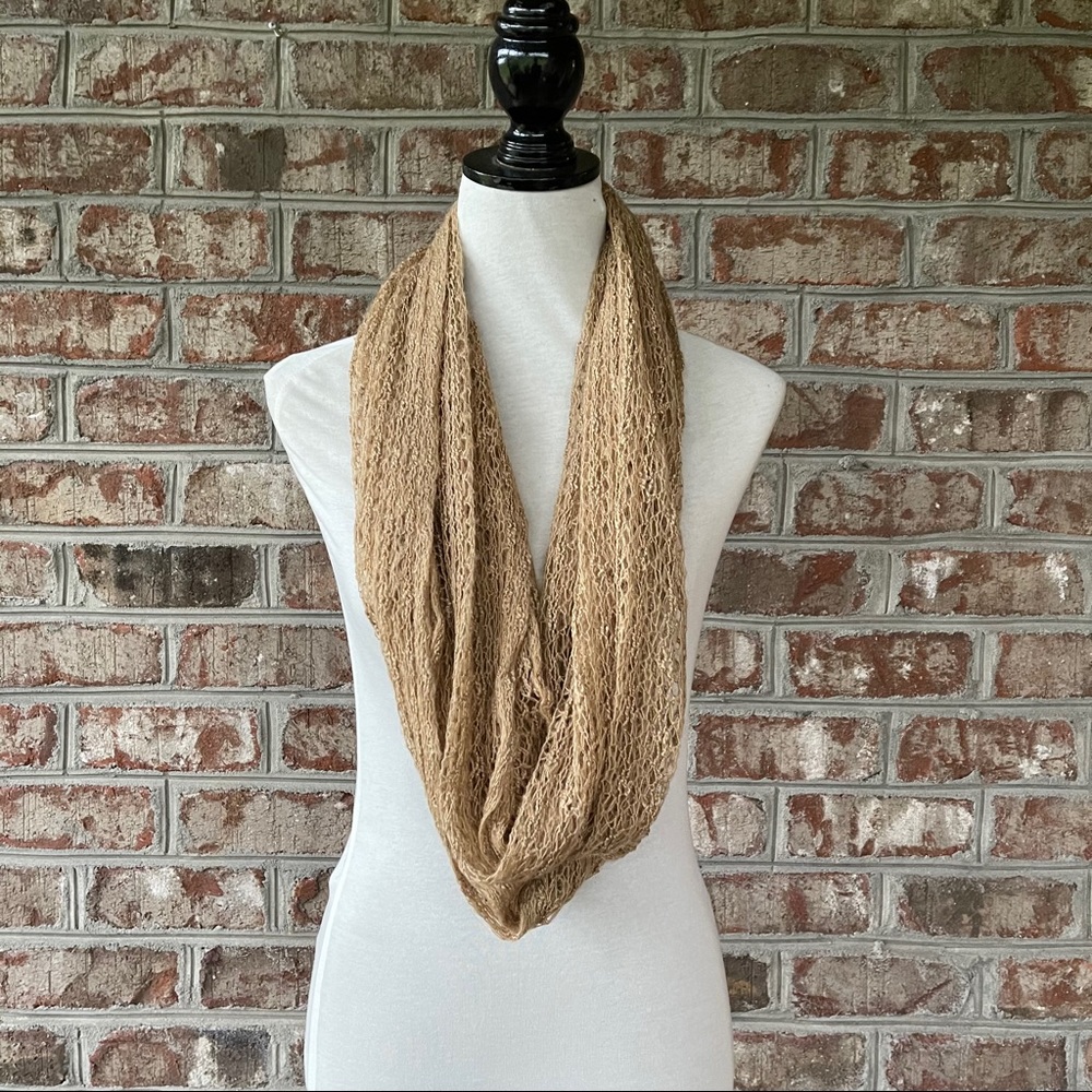 D&Y Tan Loose Knit Infinity Scarf 24" x 48"